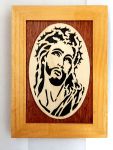 Isus tablou traforat pe lemn trainic in rama de 10 x 15 cm